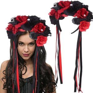 Flower Crown Women Halloween Costume Day of the Dead Skeleton Decor Headband